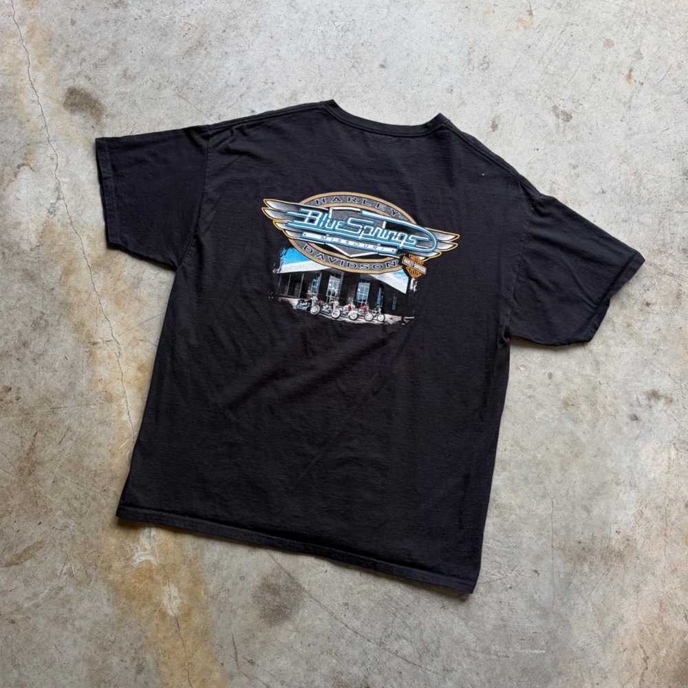 Harley Davidson Blue Springs Missouri Graphic T-Shirt Mens XL Black RK Stratman